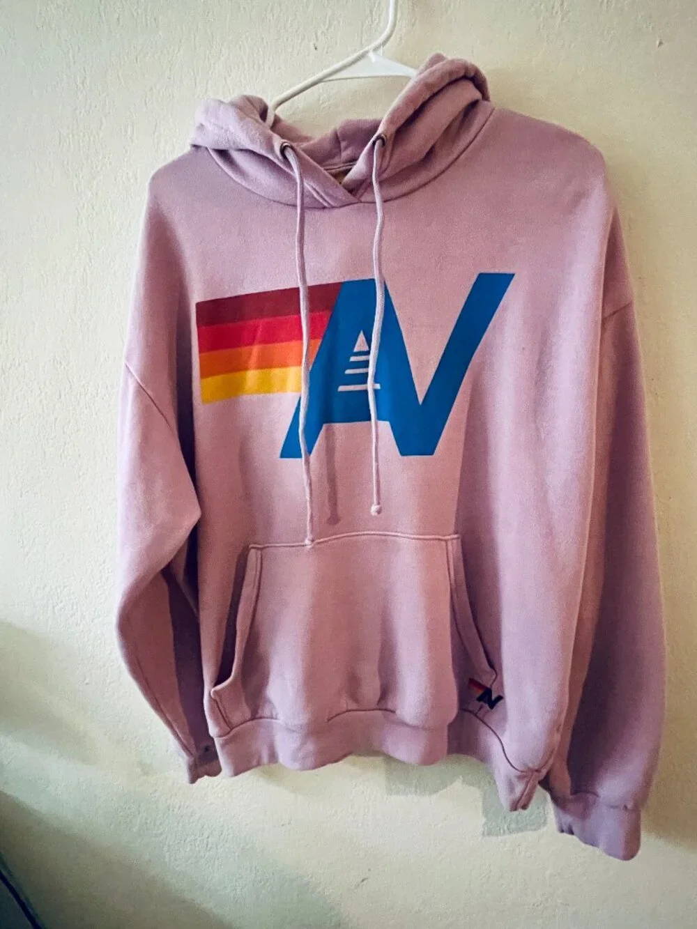 Aviator Nation Logo Relaxed Pullover Hoodie Mauve Size Small - Picture 1 of 4